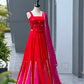 Cotton kali + mirror work lace fully stitched lehenga