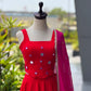 Cotton kali + mirror work lace fully stitched lehenga