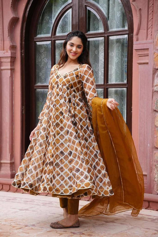 FOX GEOGETTE FABRIC GOWN WITH ORGANZA DUPATTA