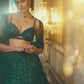 Net lehenga with rainbow sequins & dori work choli