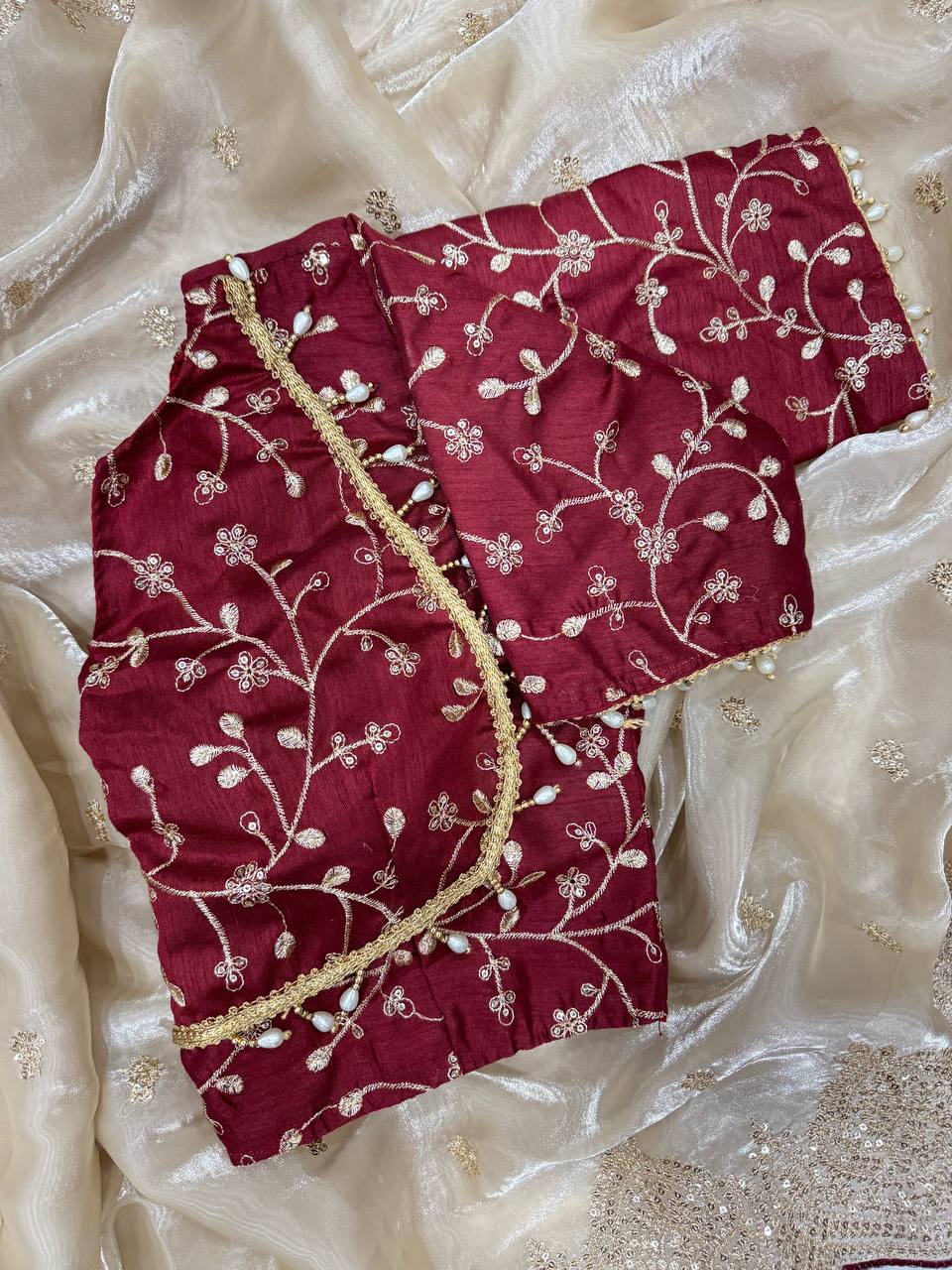 Soft GMY Silk Fabric Sequance and Zari Embroidery Work Saree