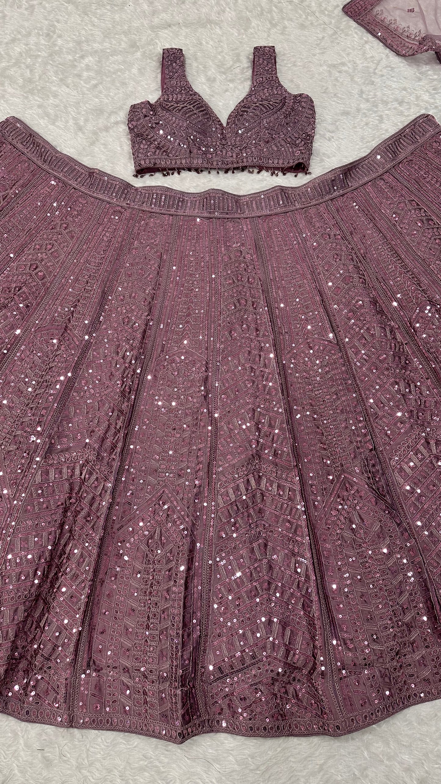 Kasturi silk lehenga with Dori Sequins & thread work choli