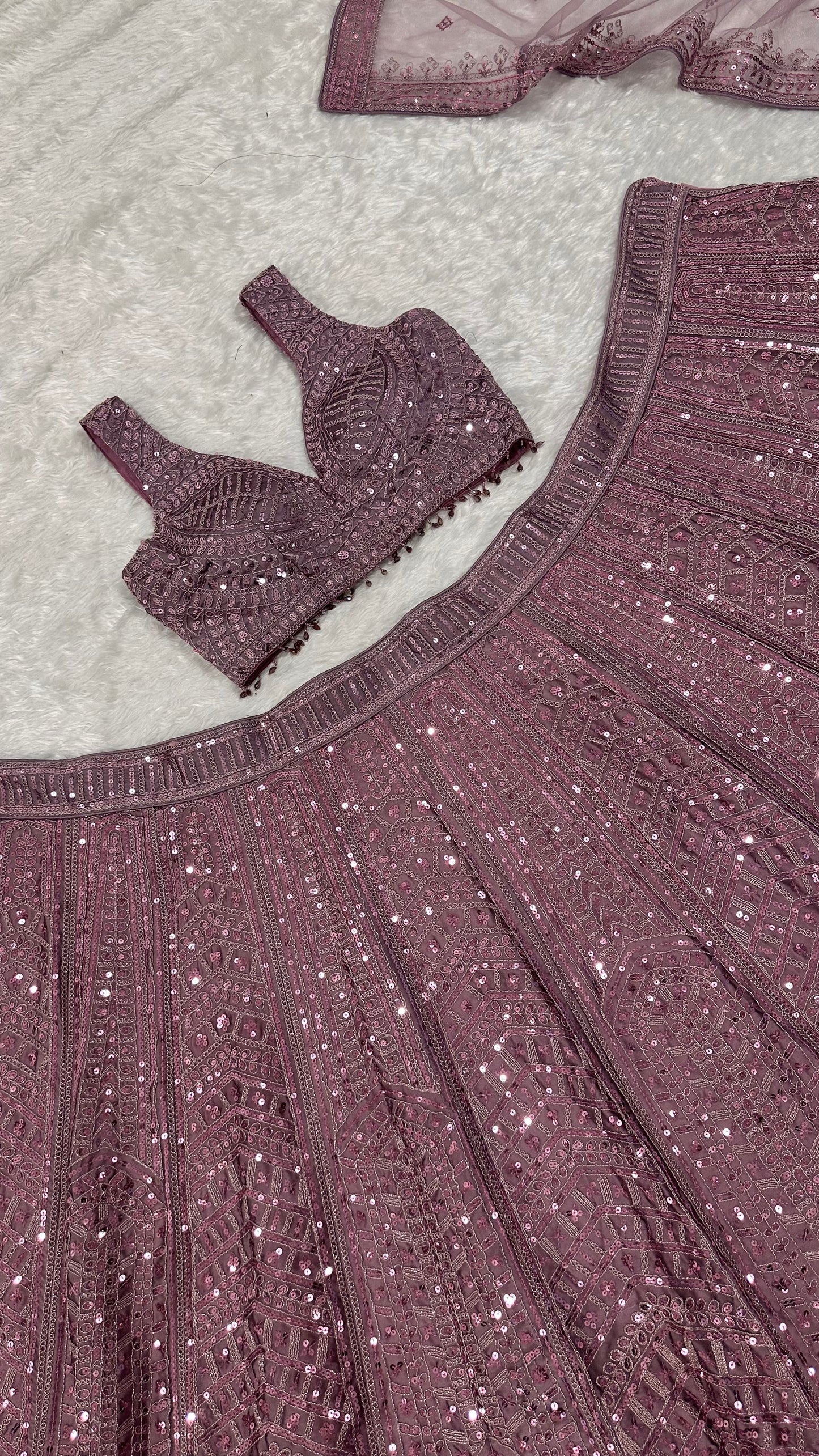 Kasturi silk lehenga with Dori Sequins & thread work choli