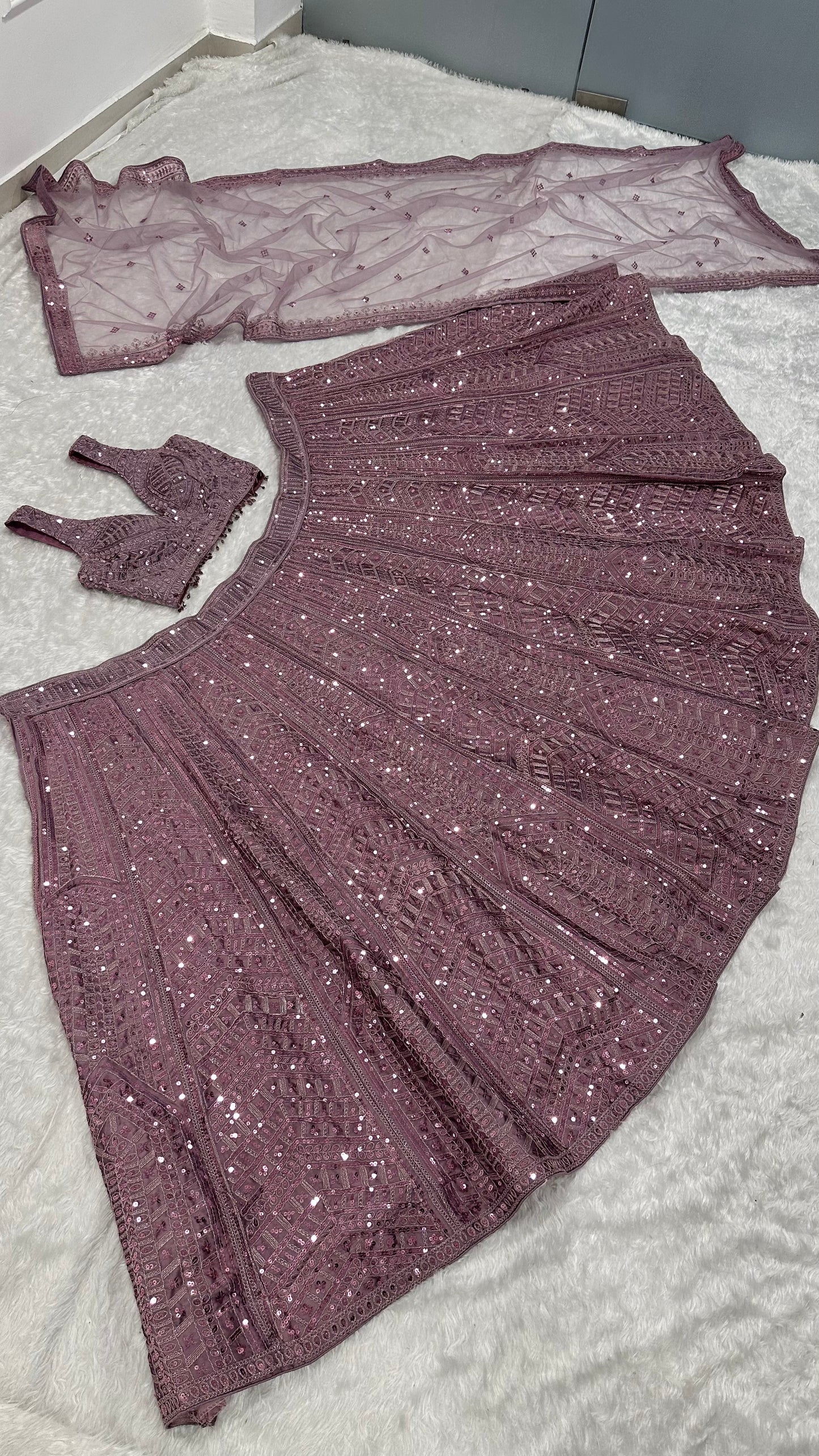 Kasturi silk lehenga with Dori Sequins & thread work choli