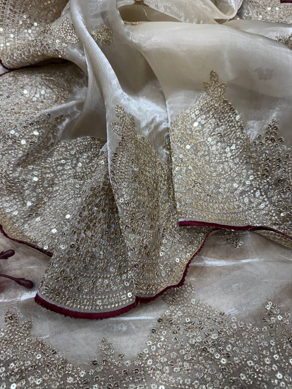 Soft GMY Silk Fabric Sequance and Zari Embroidery Work Saree