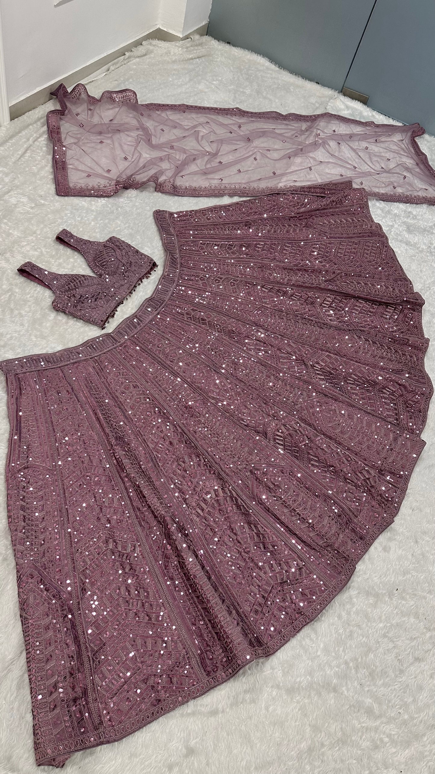 Kasturi silk lehenga with Dori Sequins & thread work choli