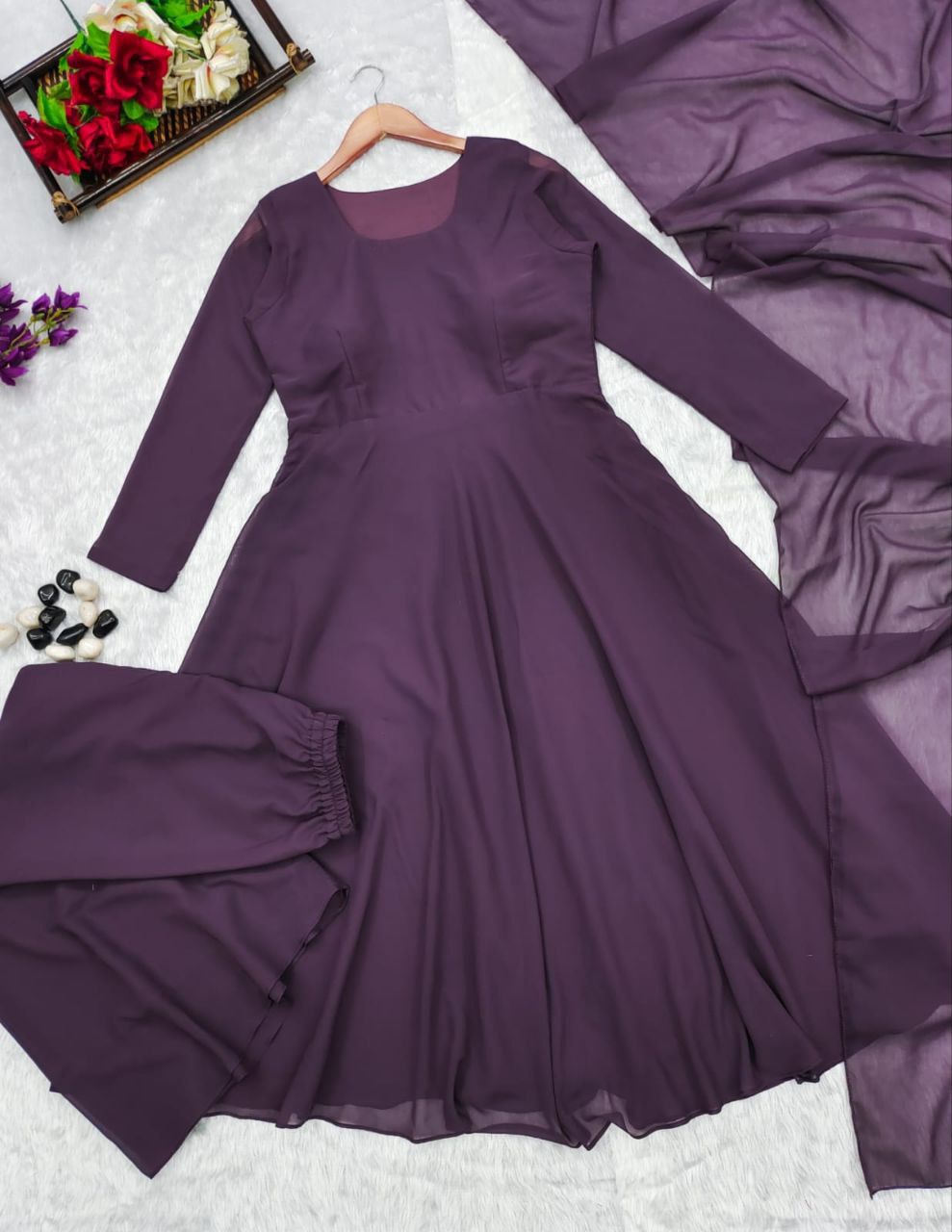 Myra purple designer fancy gown